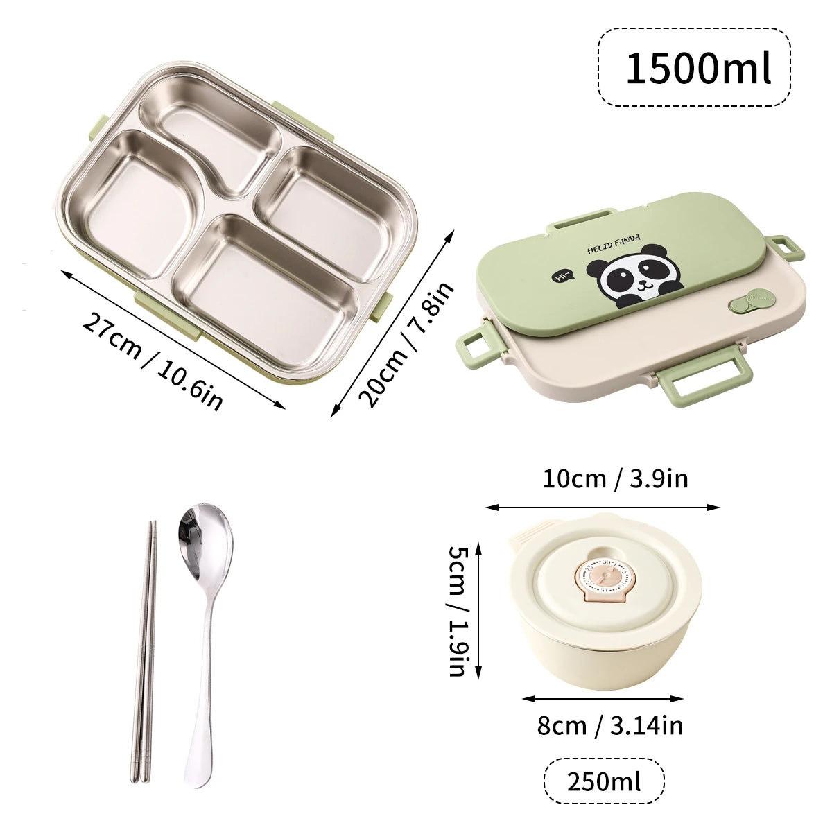4-Compartment Stainless Steel Lunch Box