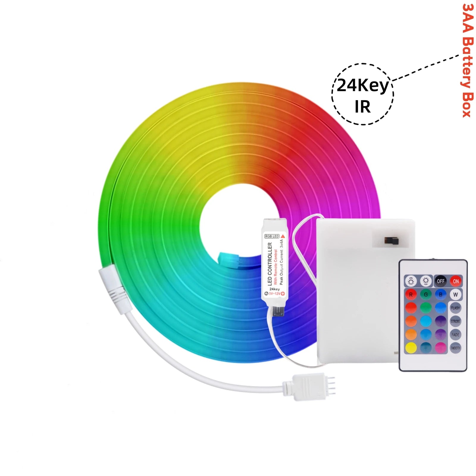 RGB Neon Strip Light (Battery, Bluetooth)
