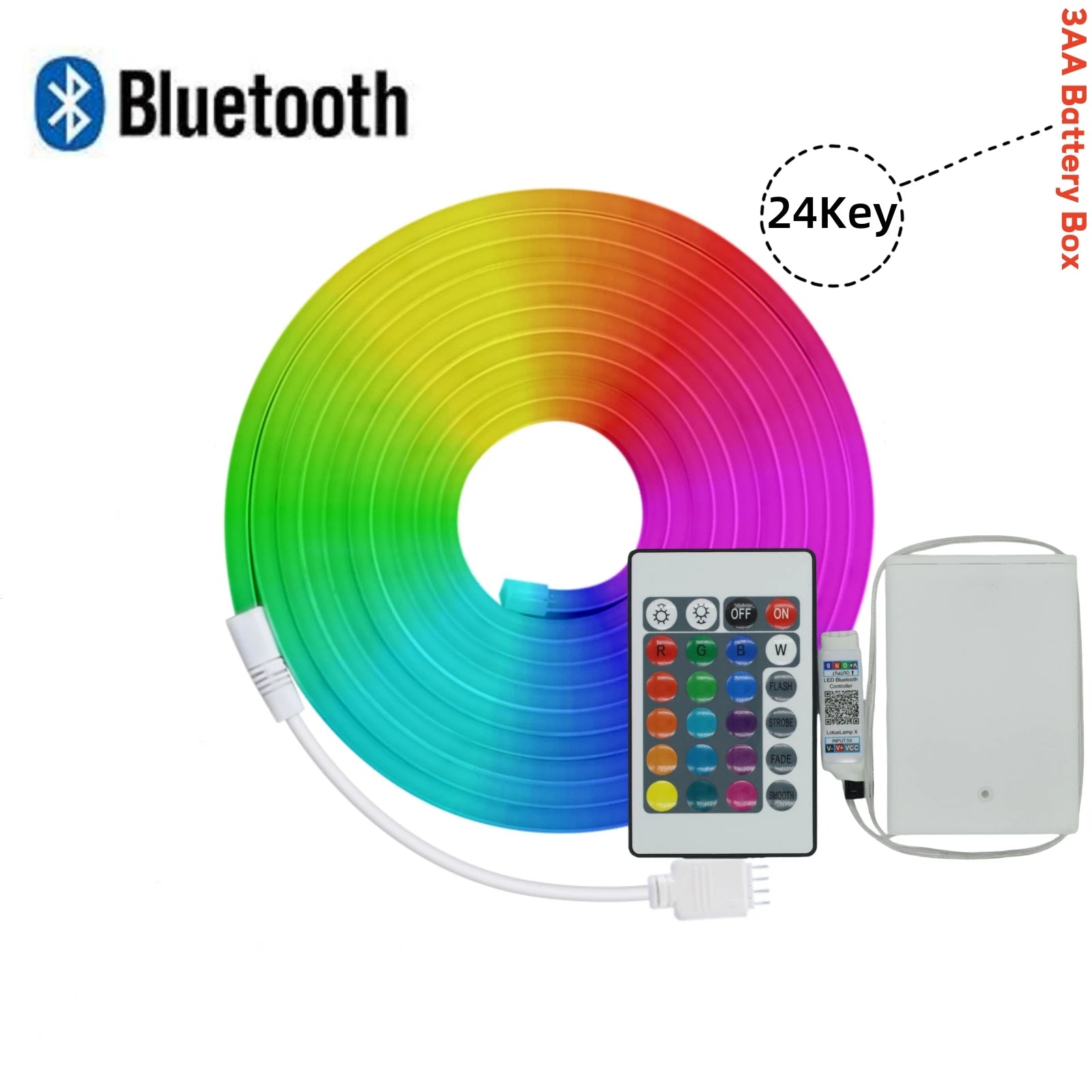 RGB Neon Strip Light (Battery, Bluetooth)