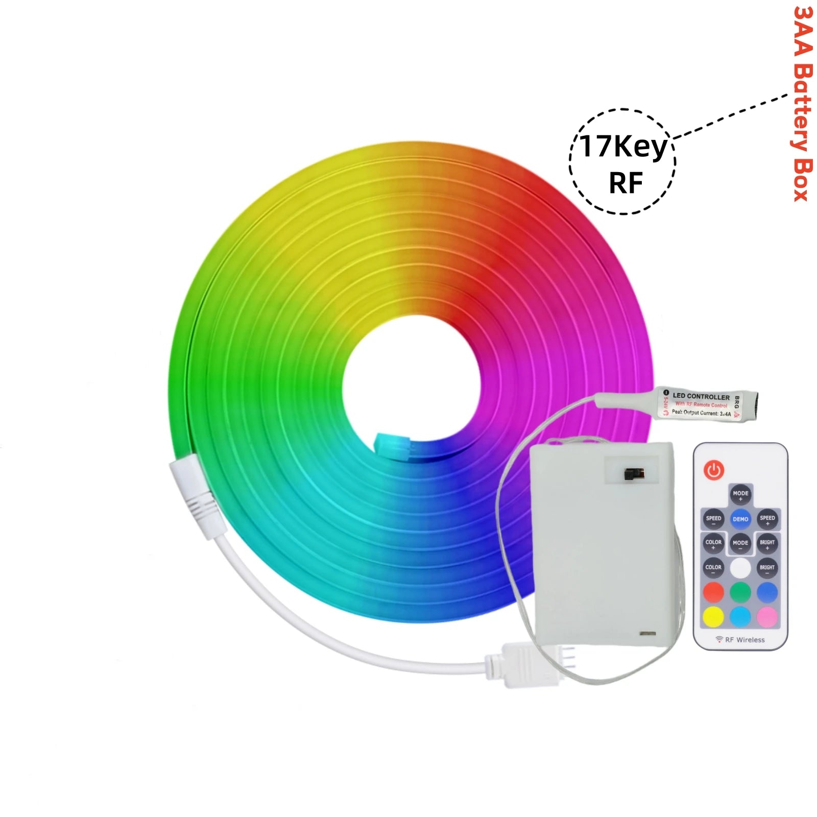 RGB Neon Strip Light (Battery, Bluetooth)