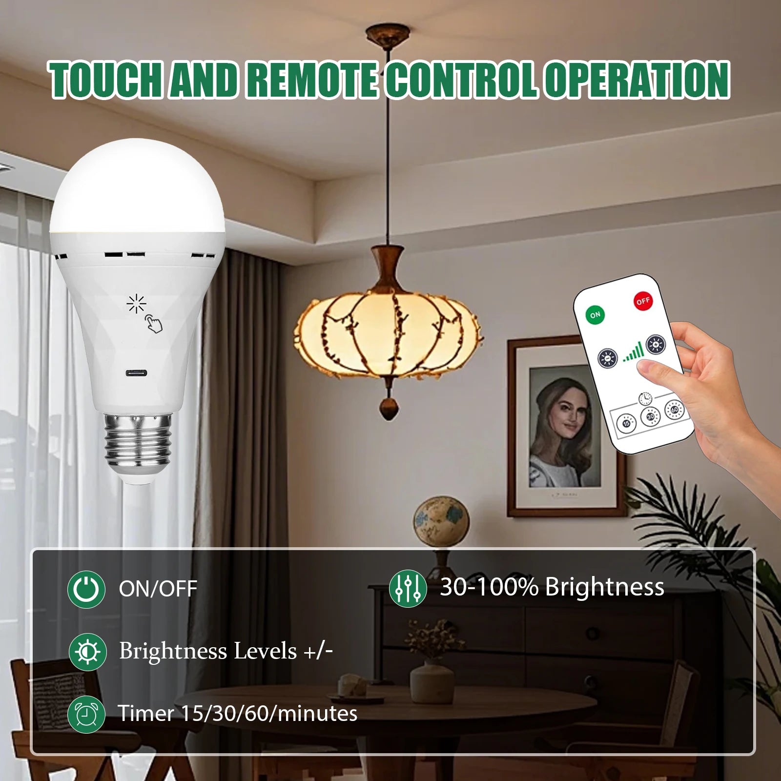Rechargeable USB E27 LED Bulb