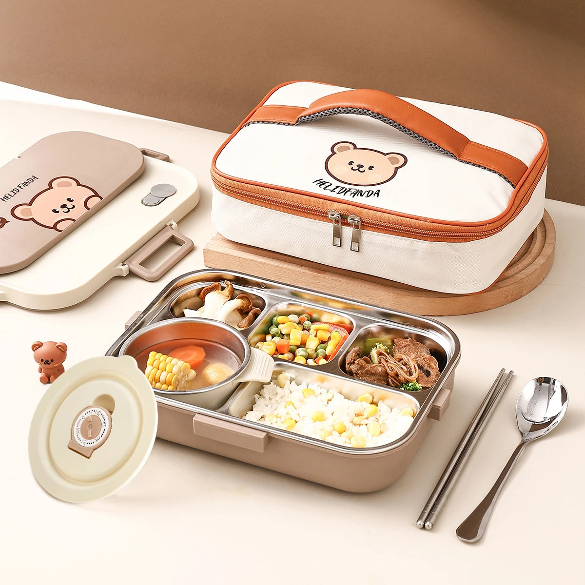 4-Compartment Stainless Steel Lunch Box