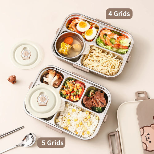 4-Compartment Stainless Steel Lunch Box