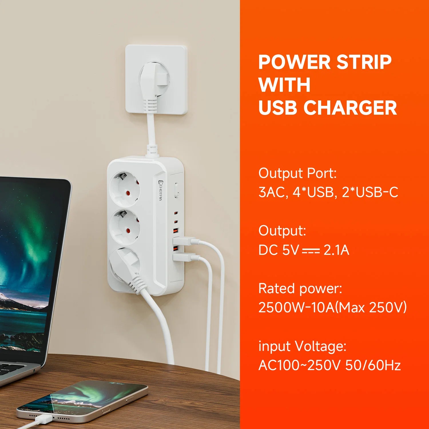 EU Power Strip with USB-C
