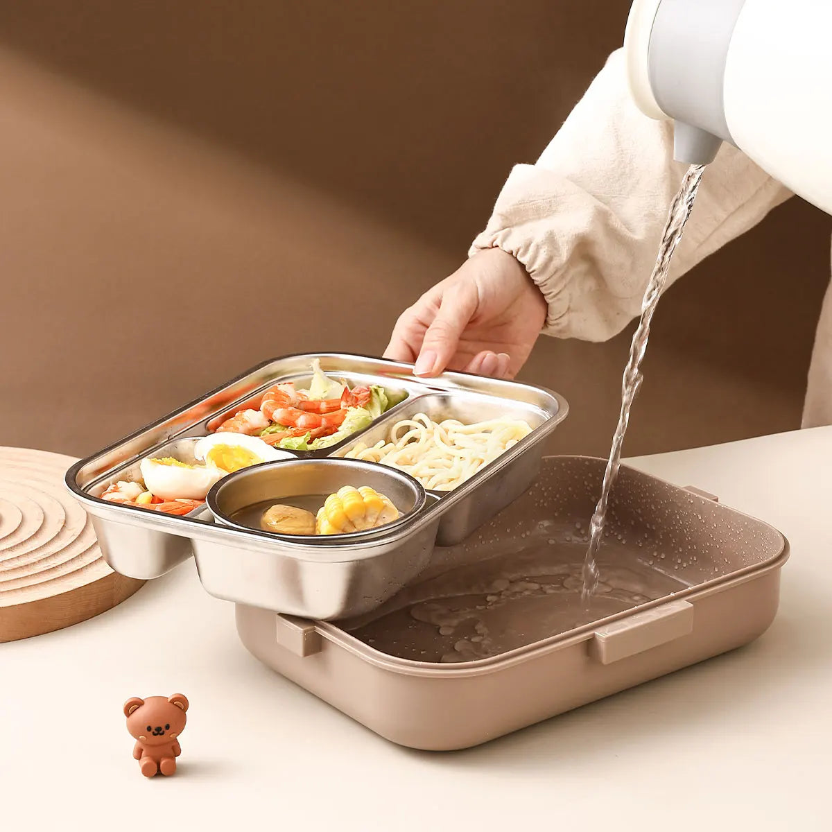 4-Compartment Stainless Steel Lunch Box