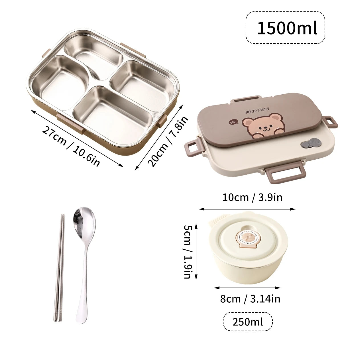 4-Compartment Stainless Steel Lunch Box