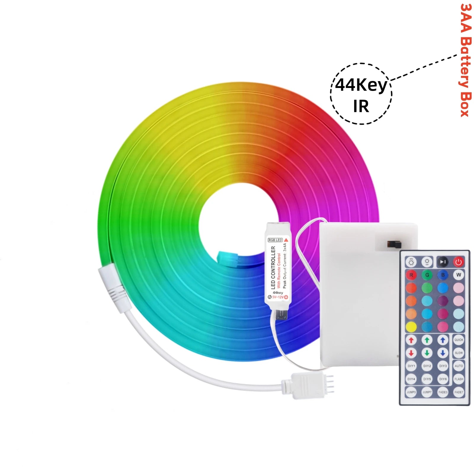RGB Neon Strip Light (Battery, Bluetooth)